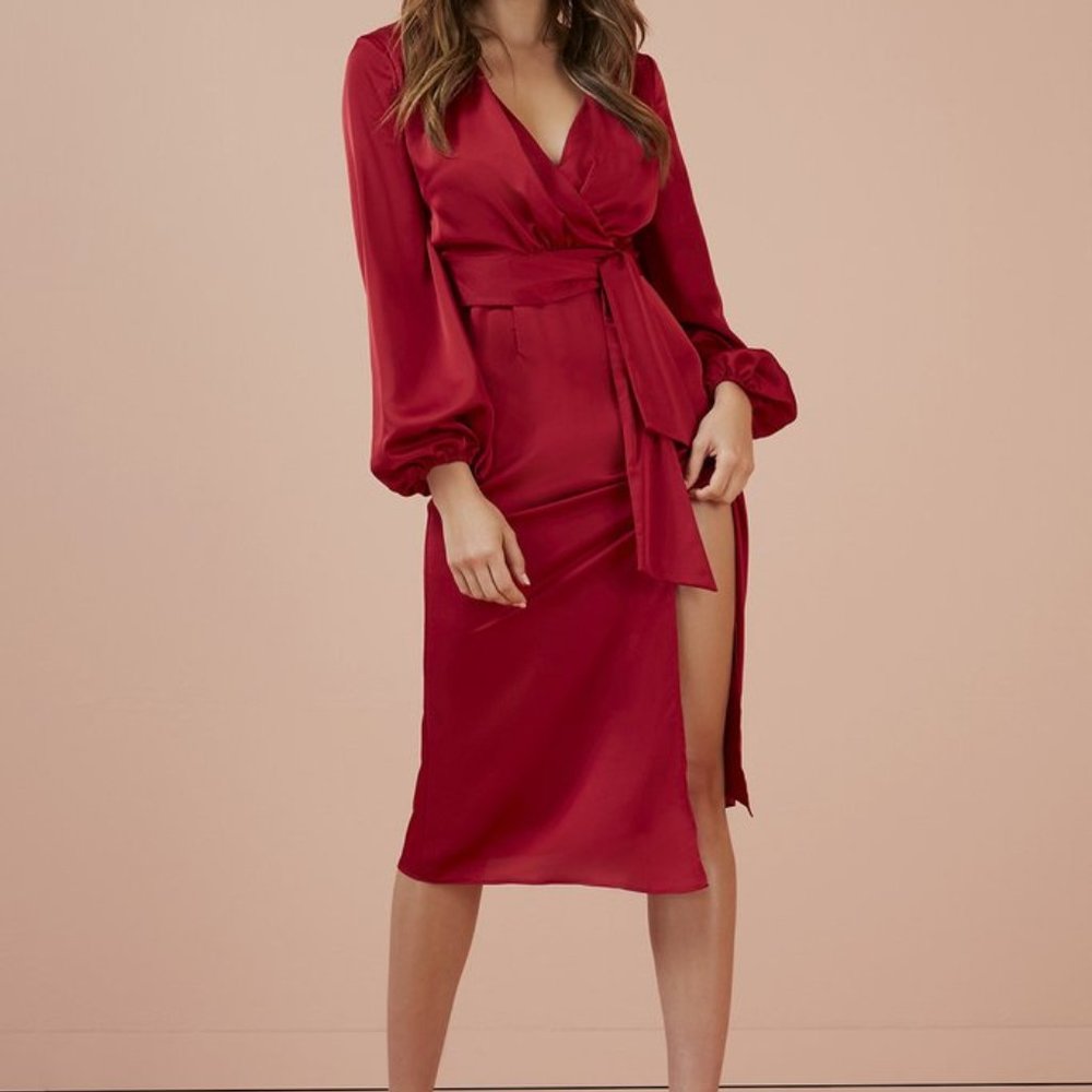 NWT Finders Keepers Emilia LS Dress RED